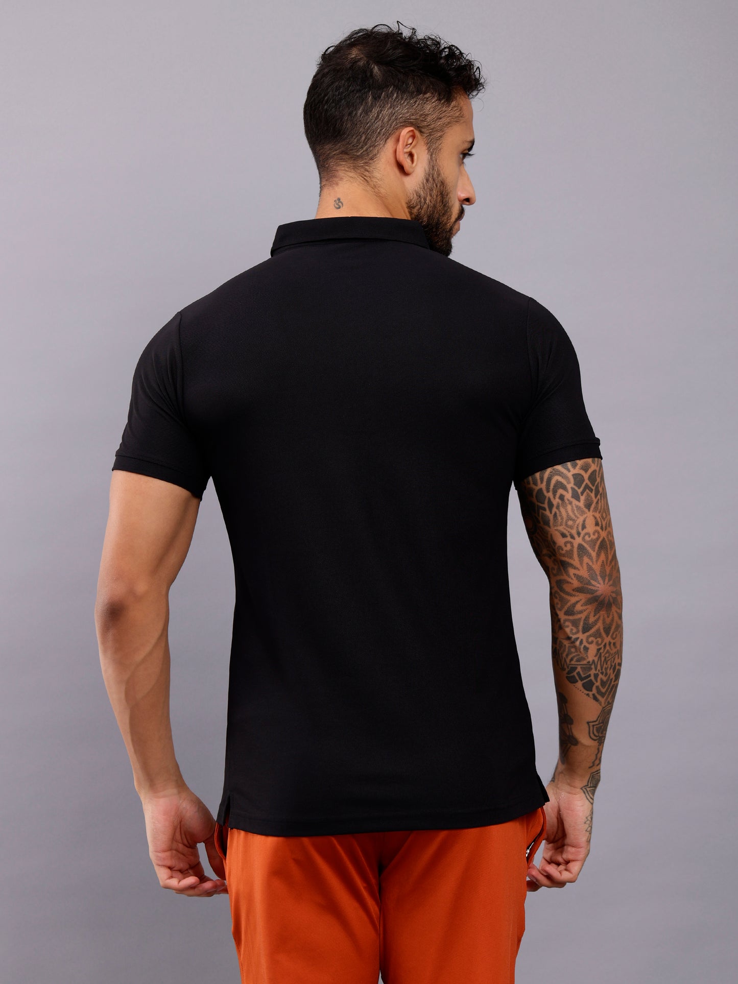 Men's Regular Fit Polo T-Shirt | Polo Plain Half Sleeve Casual T-Shirt | Polo T-Shirt for Men(PT01)- Black
