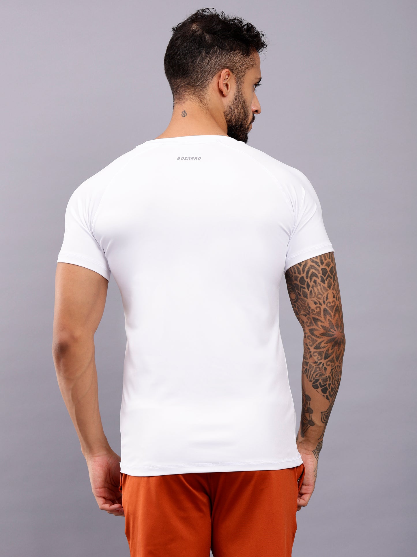 Round neck half sleeve activewear tshirt-white