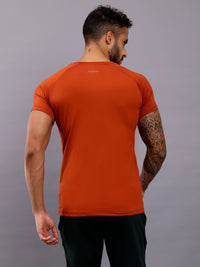 Round neck half sleeve activewear tshirt-Orange