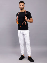 Slim fit track pants with side pockets with fresh treatment - White