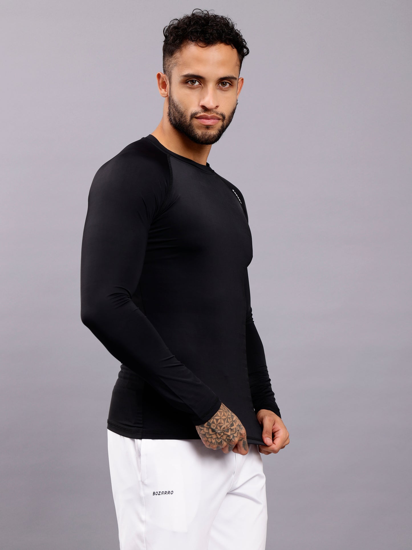 Round neck Compression Full sleeve tshirt-Black