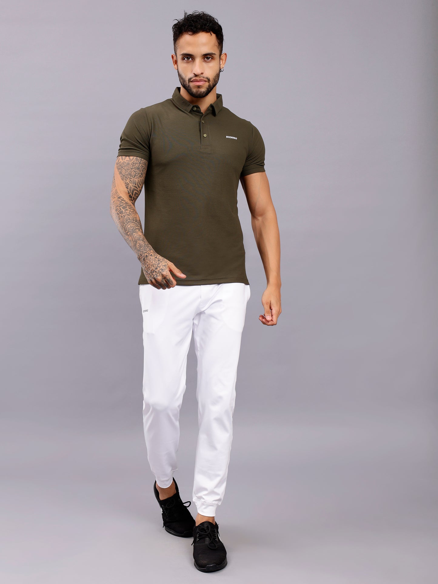 Cotton Plain Half Sleeve Polo T-Shirt - Cafe Noir