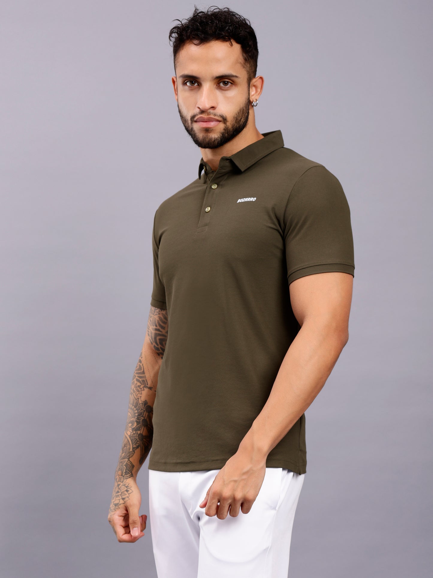 Men's Regular Fit Polo T-Shirt | Polo Plain Half Sleeve Casual T-Shirt | Polo T-Shirt for Men(PT01)- Olive Green