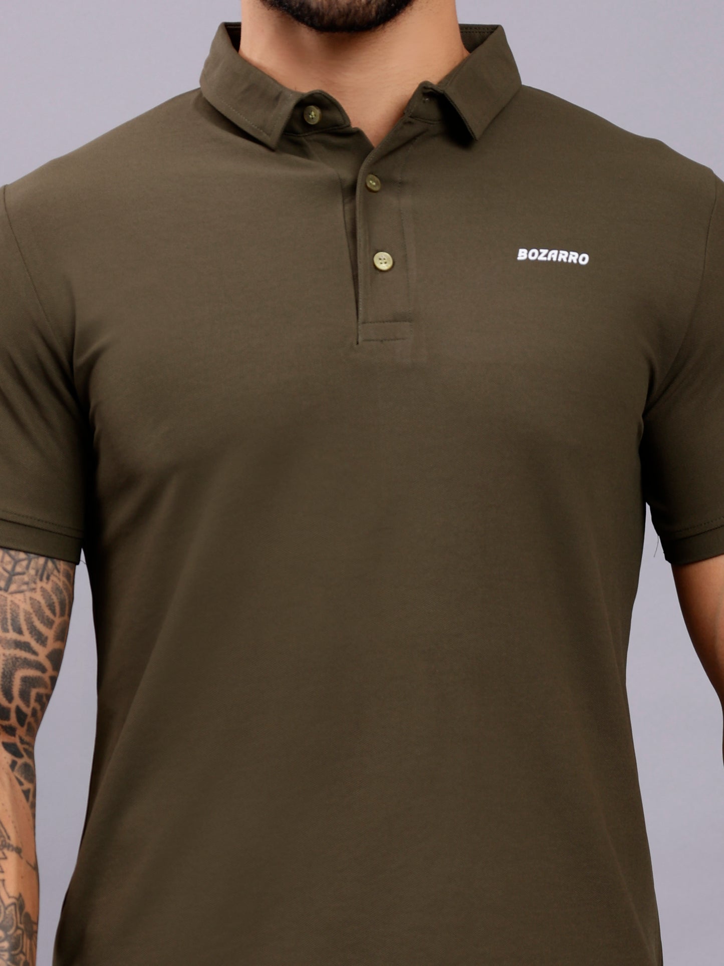 Men's Regular Fit Polo T-Shirt | Polo Plain Half Sleeve Casual T-Shirt | Polo T-Shirt for Men(PT01)- Olive Green