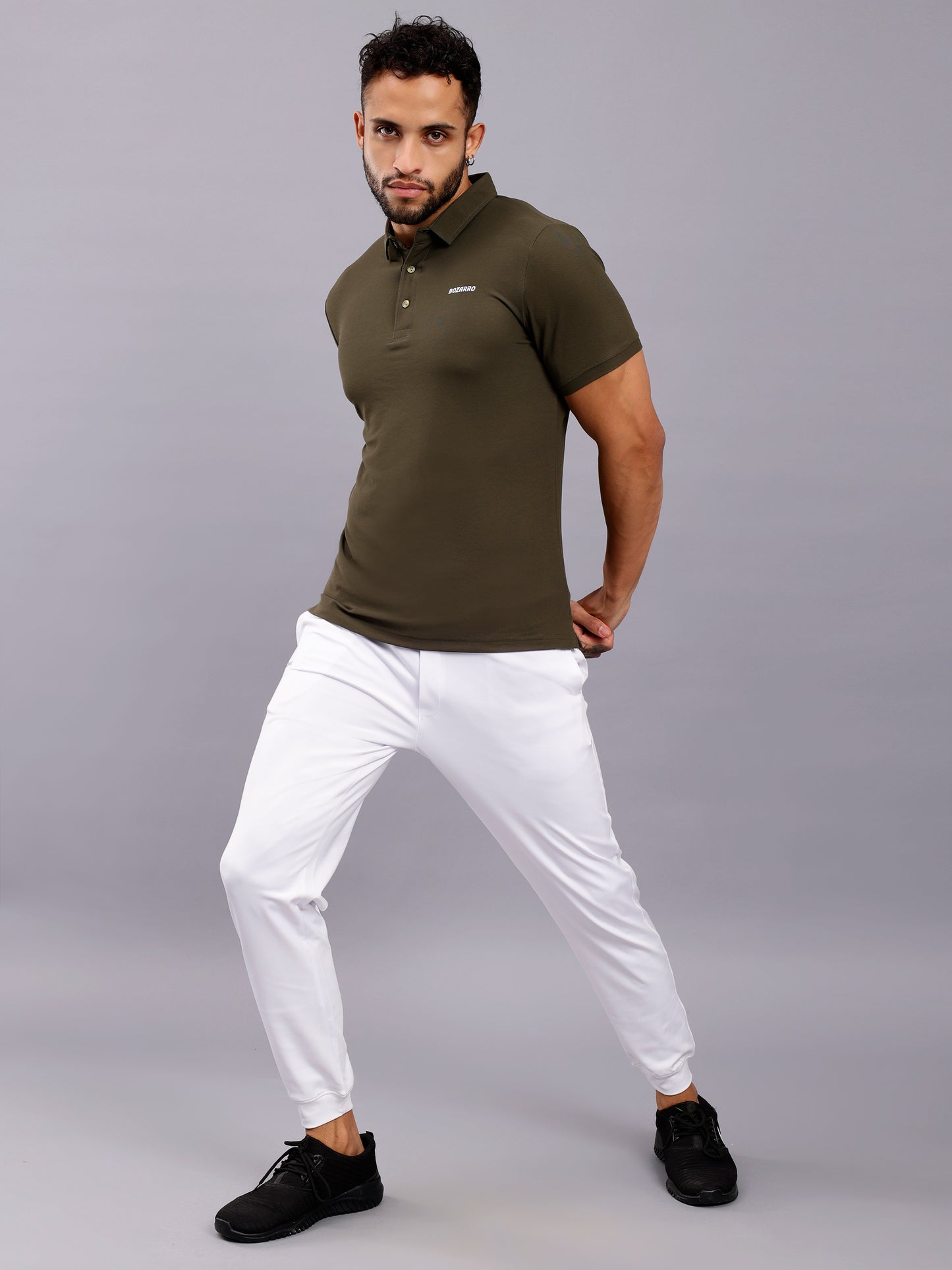 Cotton Plain Half Sleeve Polo T-Shirt - Cafe Noir