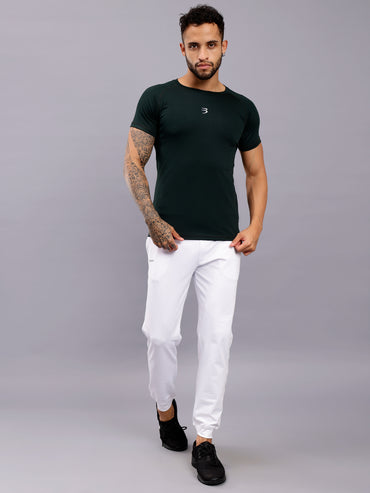 Men's Round Neck Sports T-Shirt | Half Sleeve Solid Regular Fit T-Shirt For Men -Dark Green