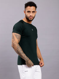 Round neck half sleeve activewear tshirt-Green