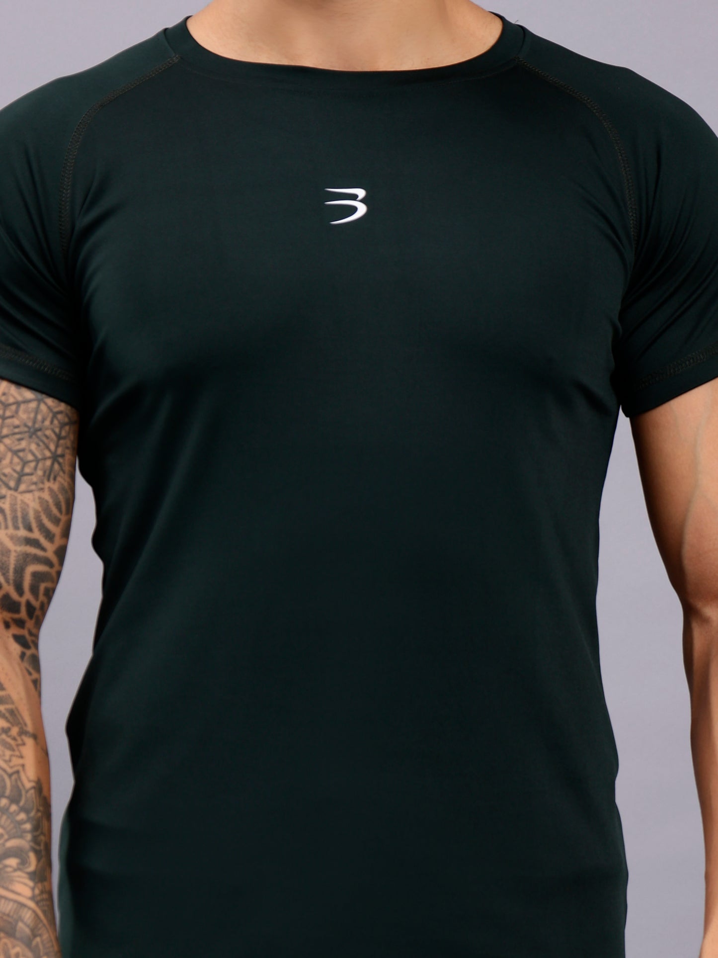 Men's Round Neck Sports T-Shirt | Half Sleeve Solid Regular Fit T-Shirt For Men -Dark Green