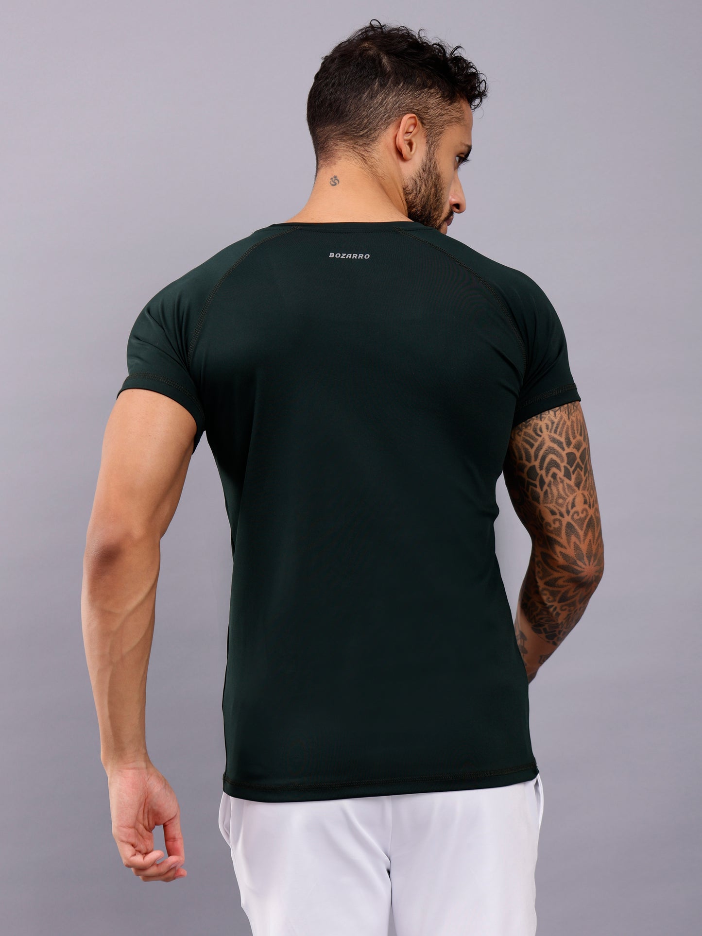 Men's Round Neck Sports T-Shirt | Half Sleeve Solid Regular Fit T-Shirt For Men -Dark Green