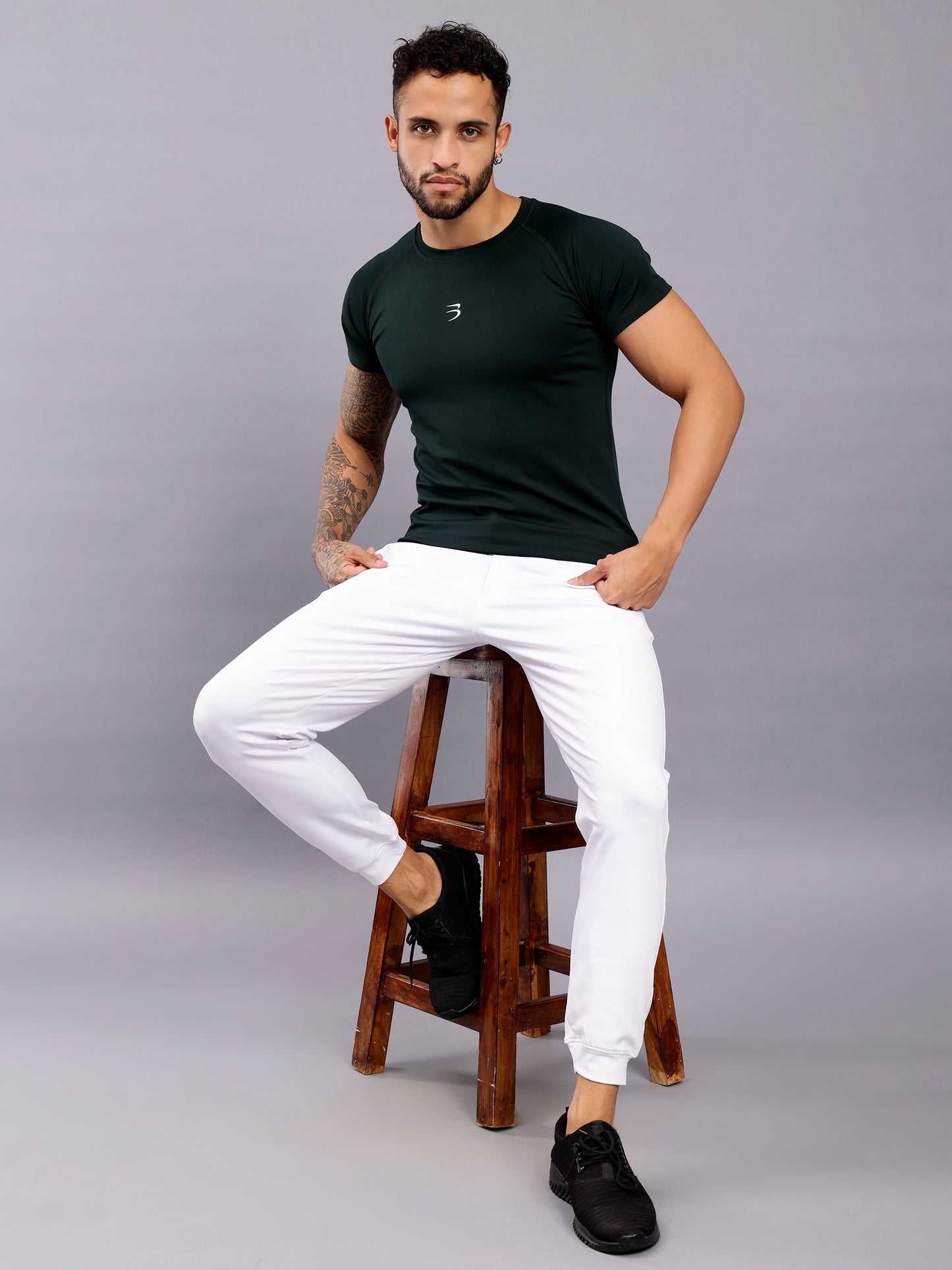 Men's Round Neck Sports T-Shirt | Half Sleeve Solid Regular Fit T-Shirt For Men -Dark Green
