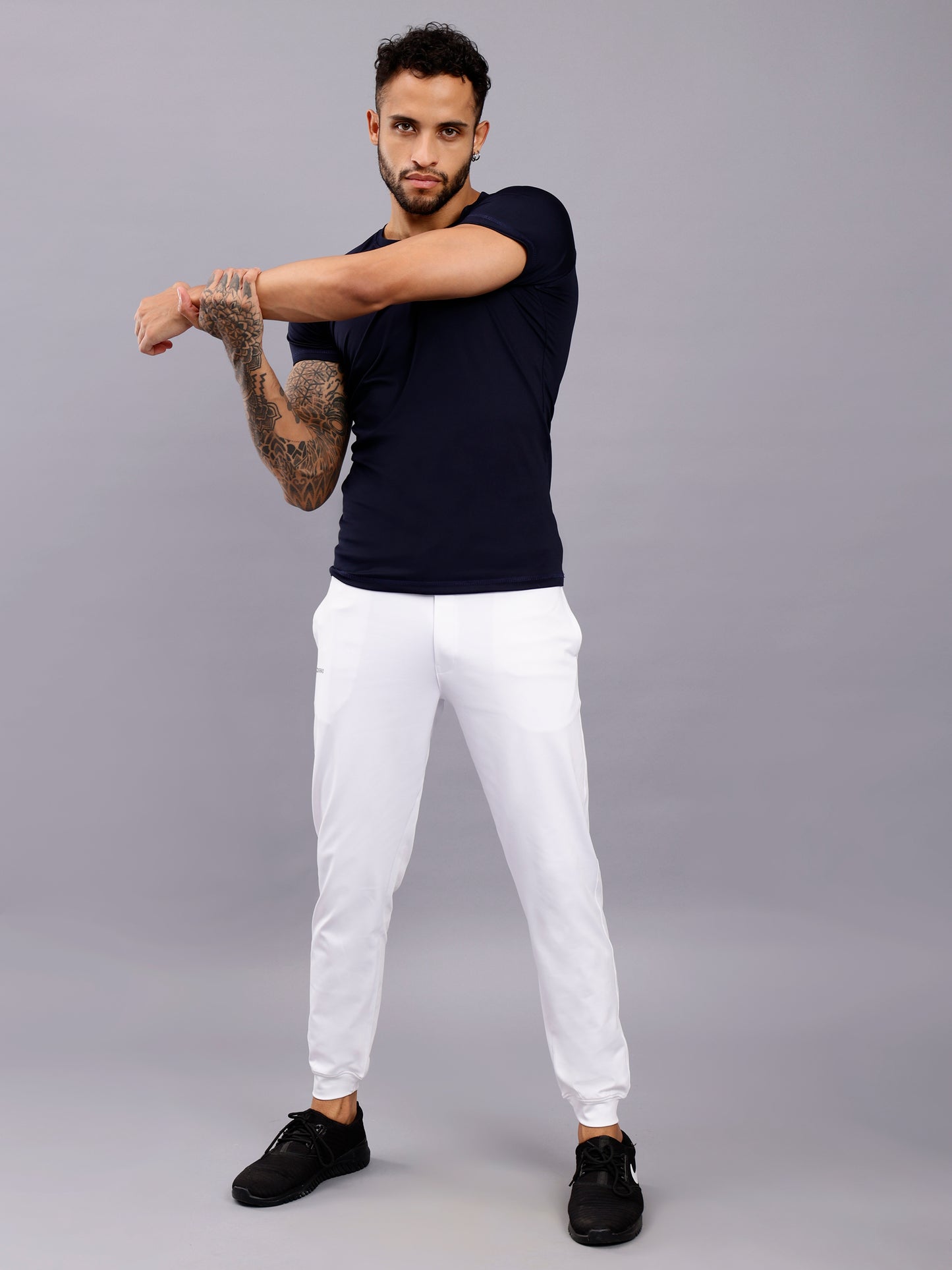 Men's Round Neck Sports T-Shirt | Half Sleeve Solid Regular Fit T-Shirt For Men- Navy Blue