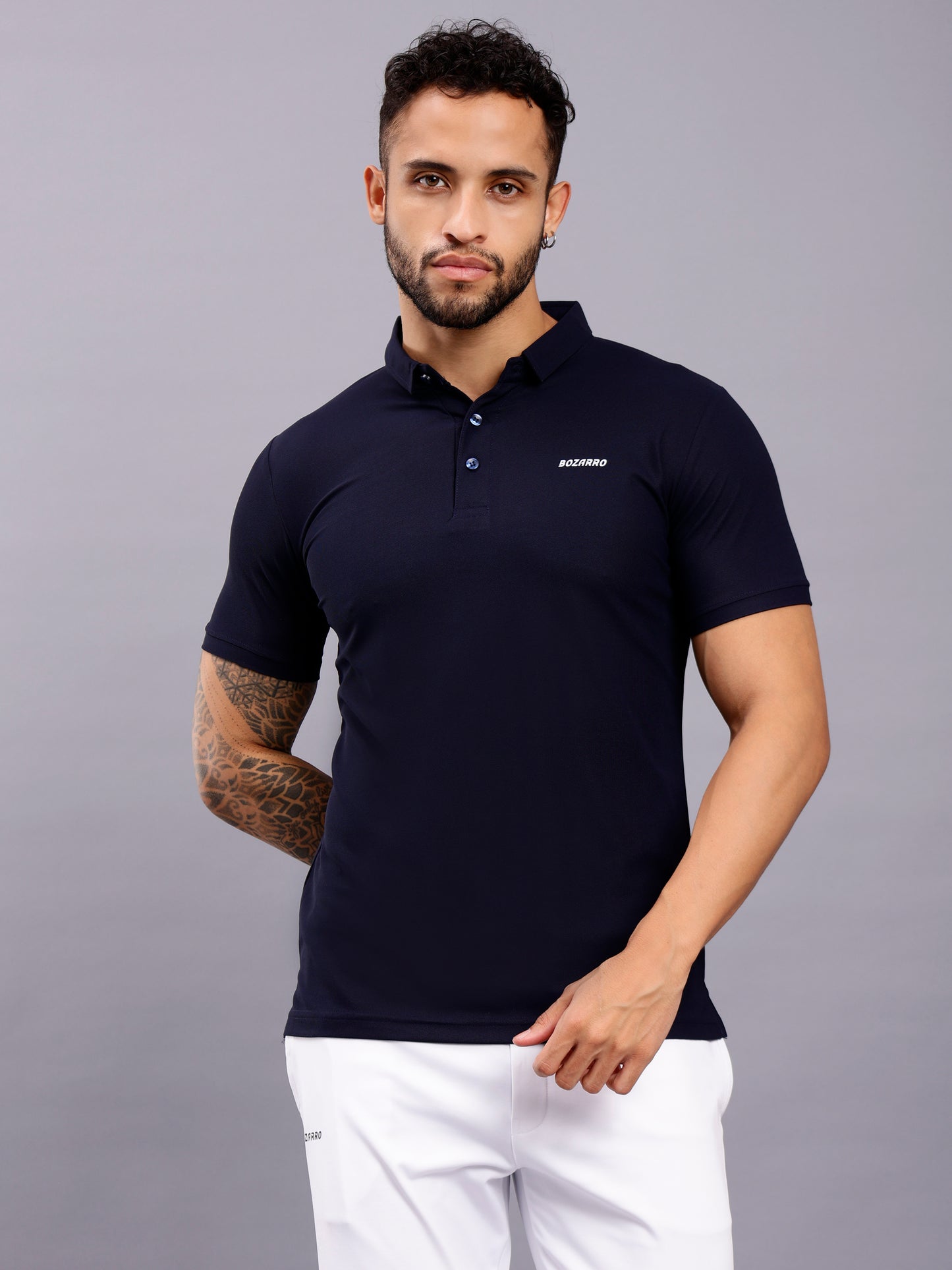 Men's Regular Fit Polo T-Shirt | Polo Plain Half Sleeve Casual T-Shirt | Polo T-Shirt for Men(PT01) - Navy Blue