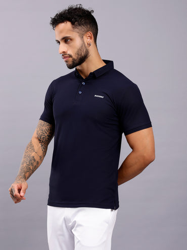 Men's Regular Fit Polo T-Shirt | Polo Plain Half Sleeve Casual T-Shirt | Polo T-Shirt for Men(PT01) - Navy Blue