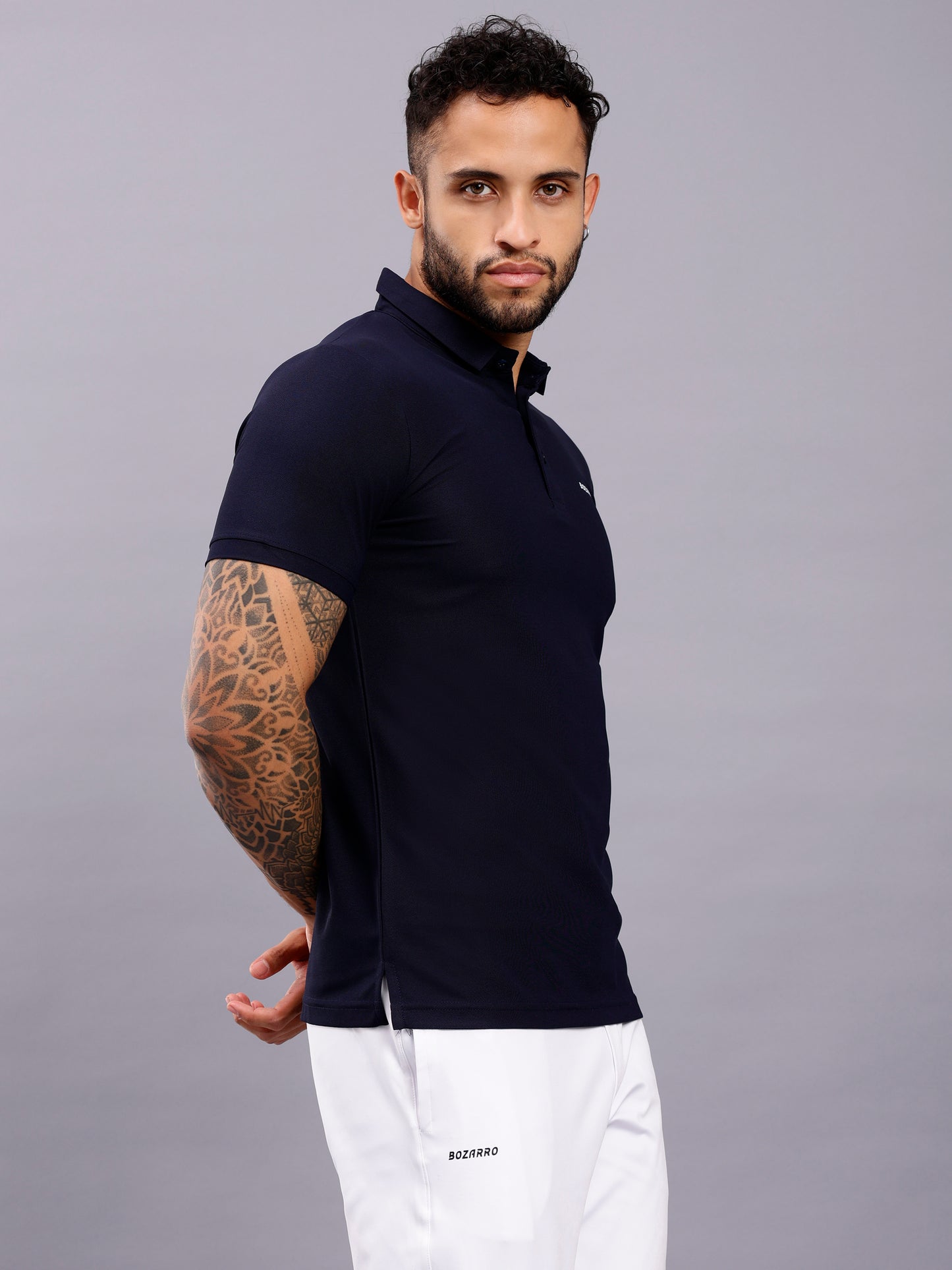 Men's Regular Fit Polo T-Shirt | Polo Plain Half Sleeve Casual T-Shirt | Polo T-Shirt for Men(PT01) - Navy Blue
