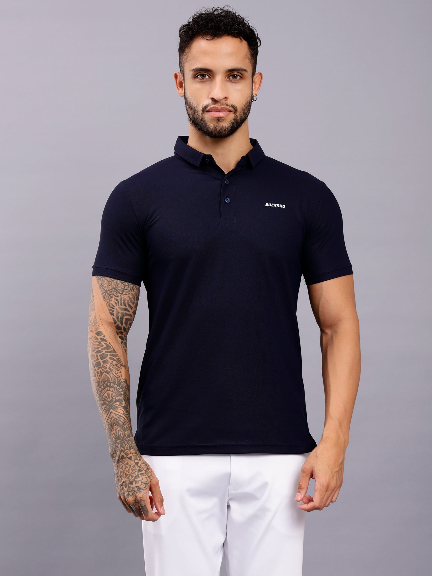 Men's Regular Fit Polo T-Shirt | Polo Plain Half Sleeve Casual T-Shirt | Polo T-Shirt for Men(PT01) - Navy Blue