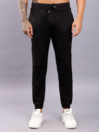 Slim fit track pants with side pockets with fresh treatment - Black