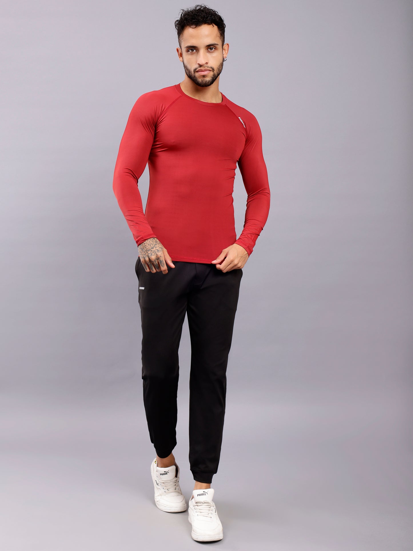 Round neck Compression Full sleeve tshirt-red