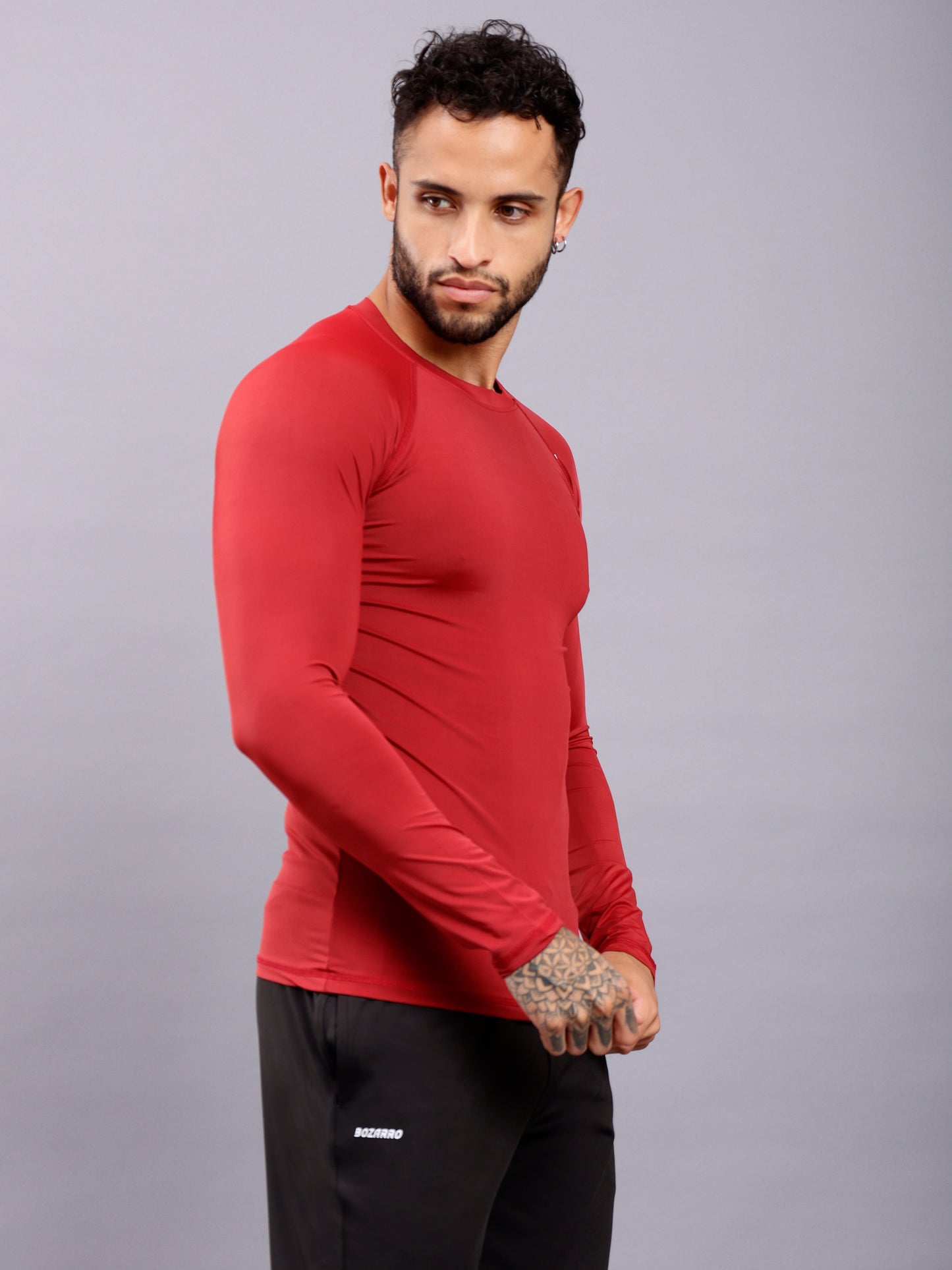 Round neck Compression Full sleeve tshirt- Maroon