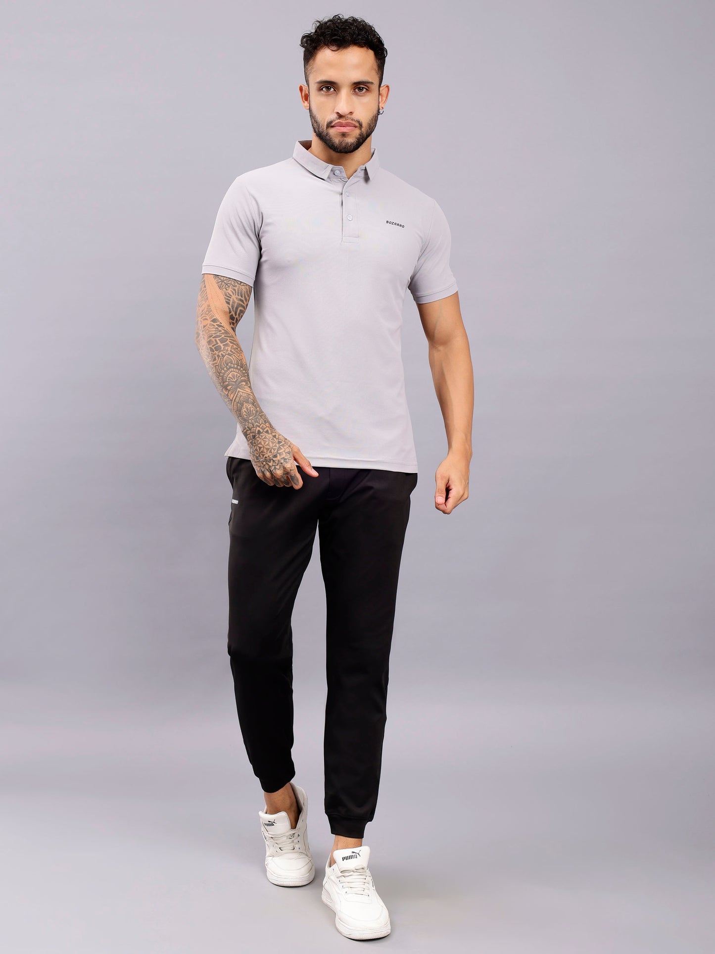 Men's Regular Fit Polo T-Shirt | Polo Plain Half Sleeve Casual T-Shirt | Polo T-Shirt for Men(PT01)-Light Gray