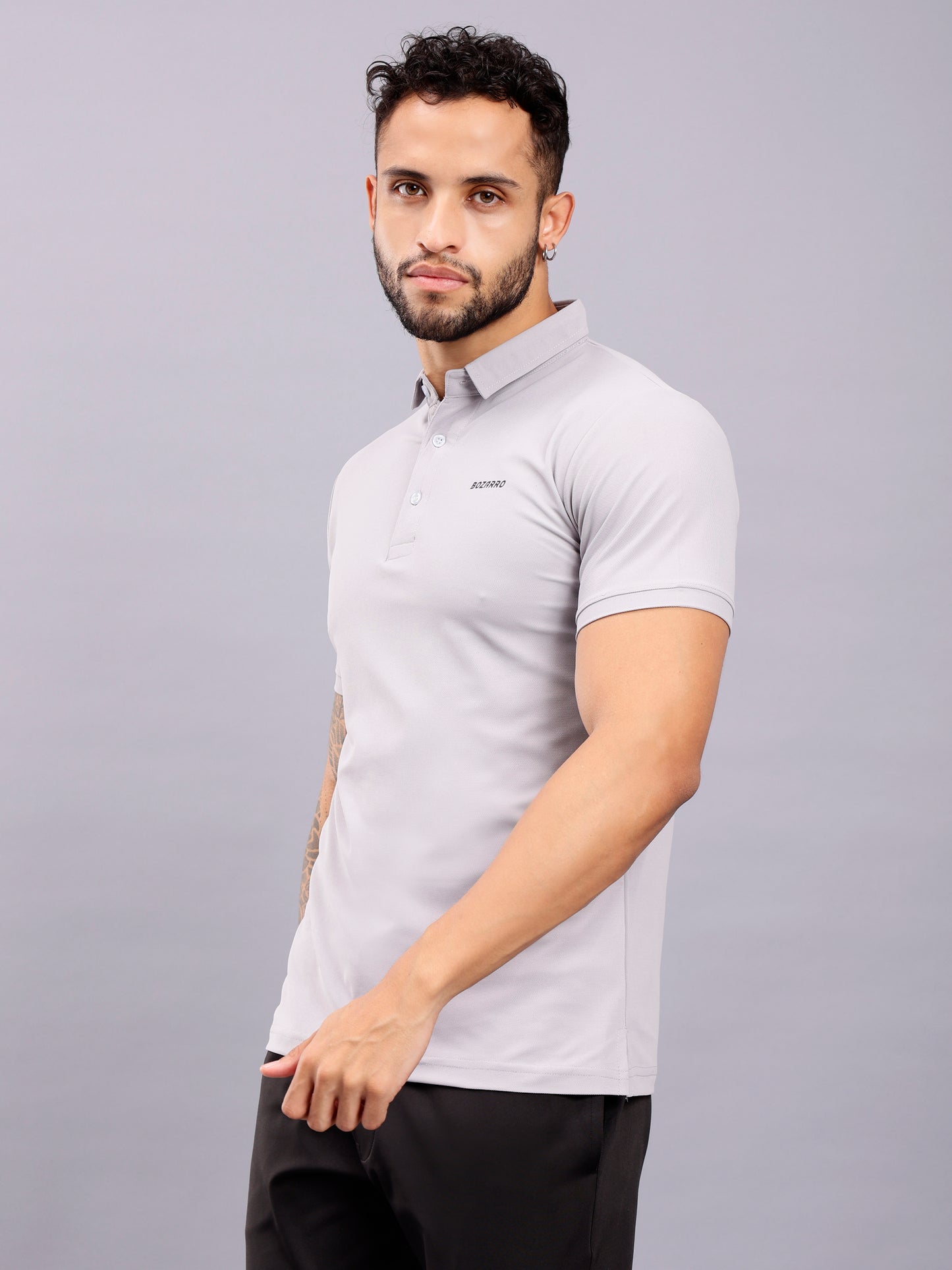 Men's Regular Fit Polo T-Shirt | Polo Plain Half Sleeve Casual T-Shirt | Polo T-Shirt for Men(PT01)-Light Gray