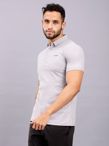 Men's Regular Fit Polo T-Shirt | Polo Plain Half Sleeve Casual T-Shirt | Polo T-Shirt for Men(PT01)-Light Gray