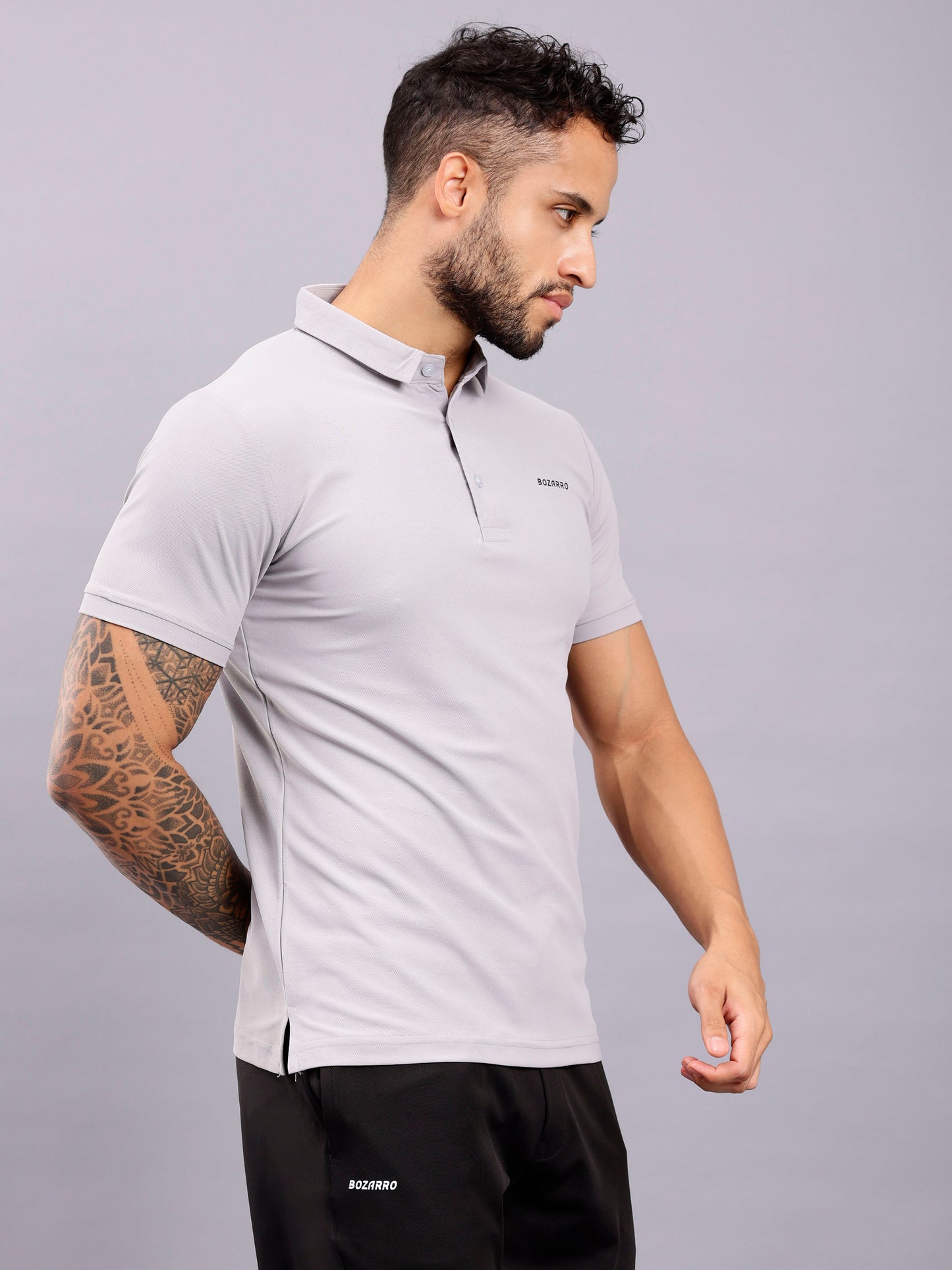 Cotton Plain Half Sleeve Polo T-Shirt - Iron