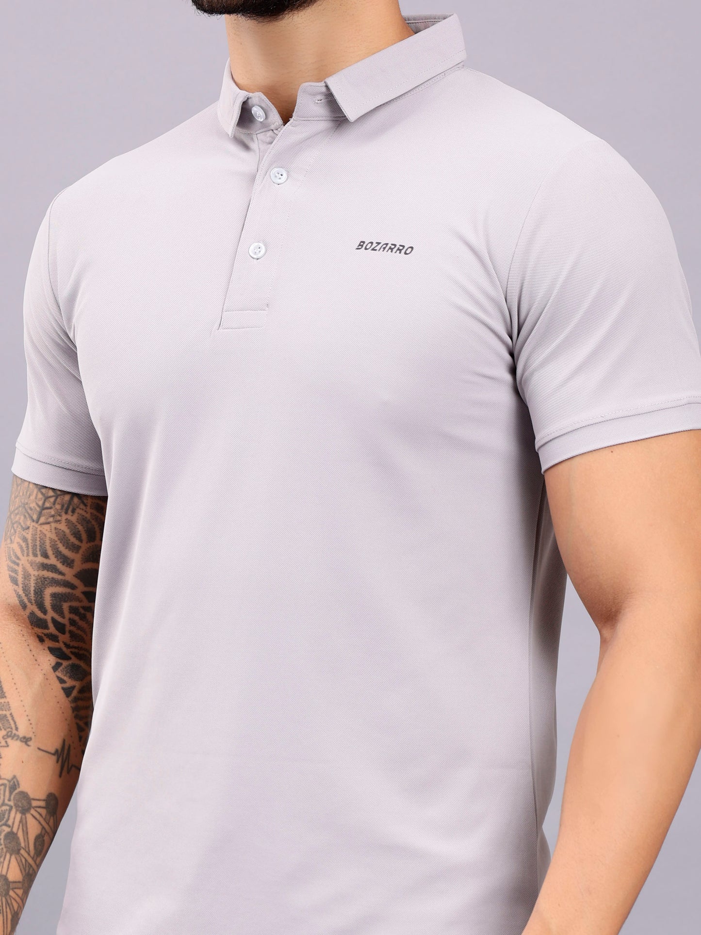 Men's Regular Fit Polo T-Shirt | Polo Plain Half Sleeve Casual T-Shirt | Polo T-Shirt for Men(PT01)-Light Gray