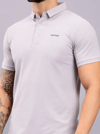 Cotton Plain Half Sleeve Polo T-Shirt - Iron