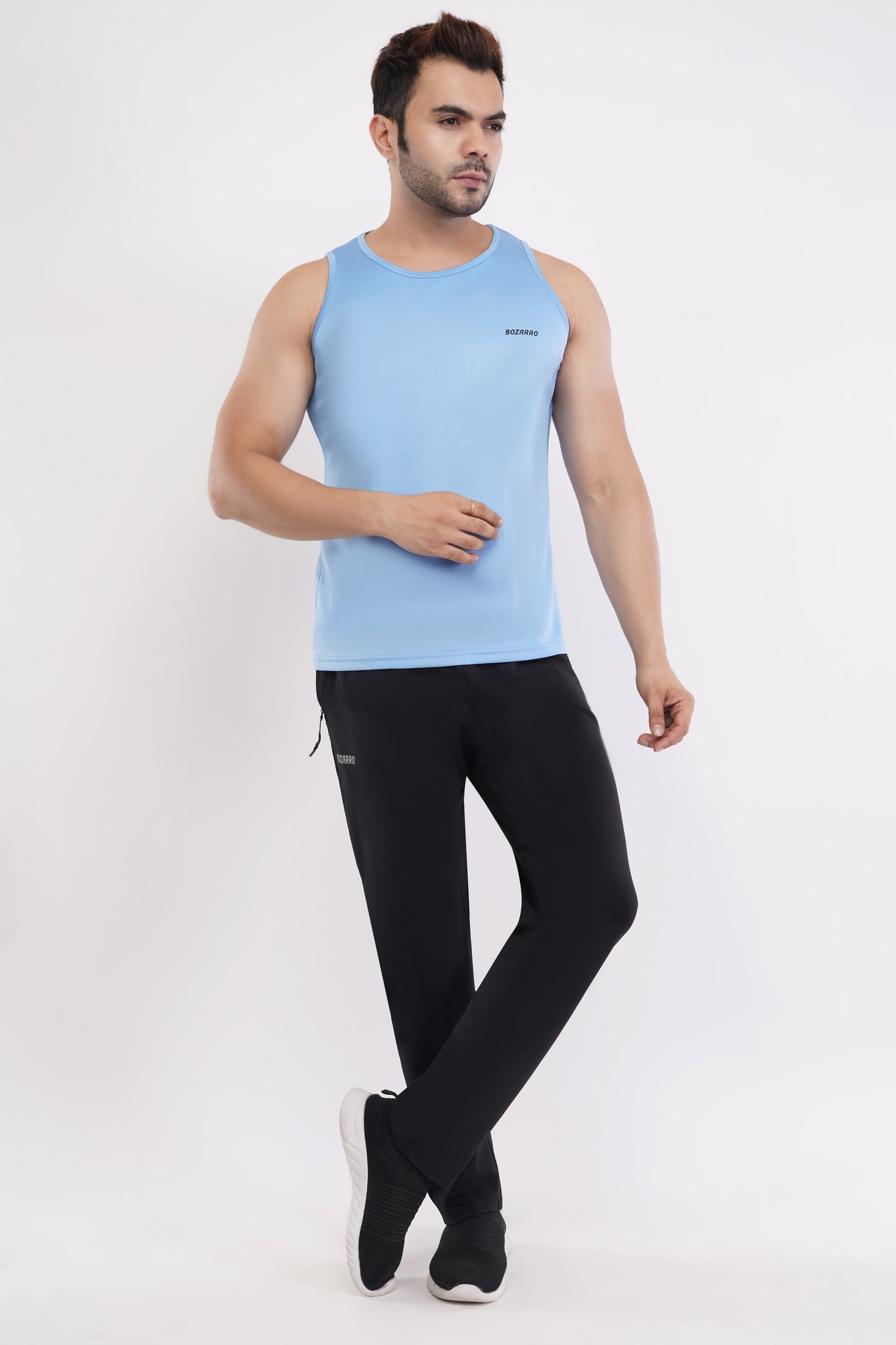 Men's Slim Fit Polyester Sleeveless Sando Top |Solid Gym Tank Tops | Regular Fit Vest for Men - Sky Blue