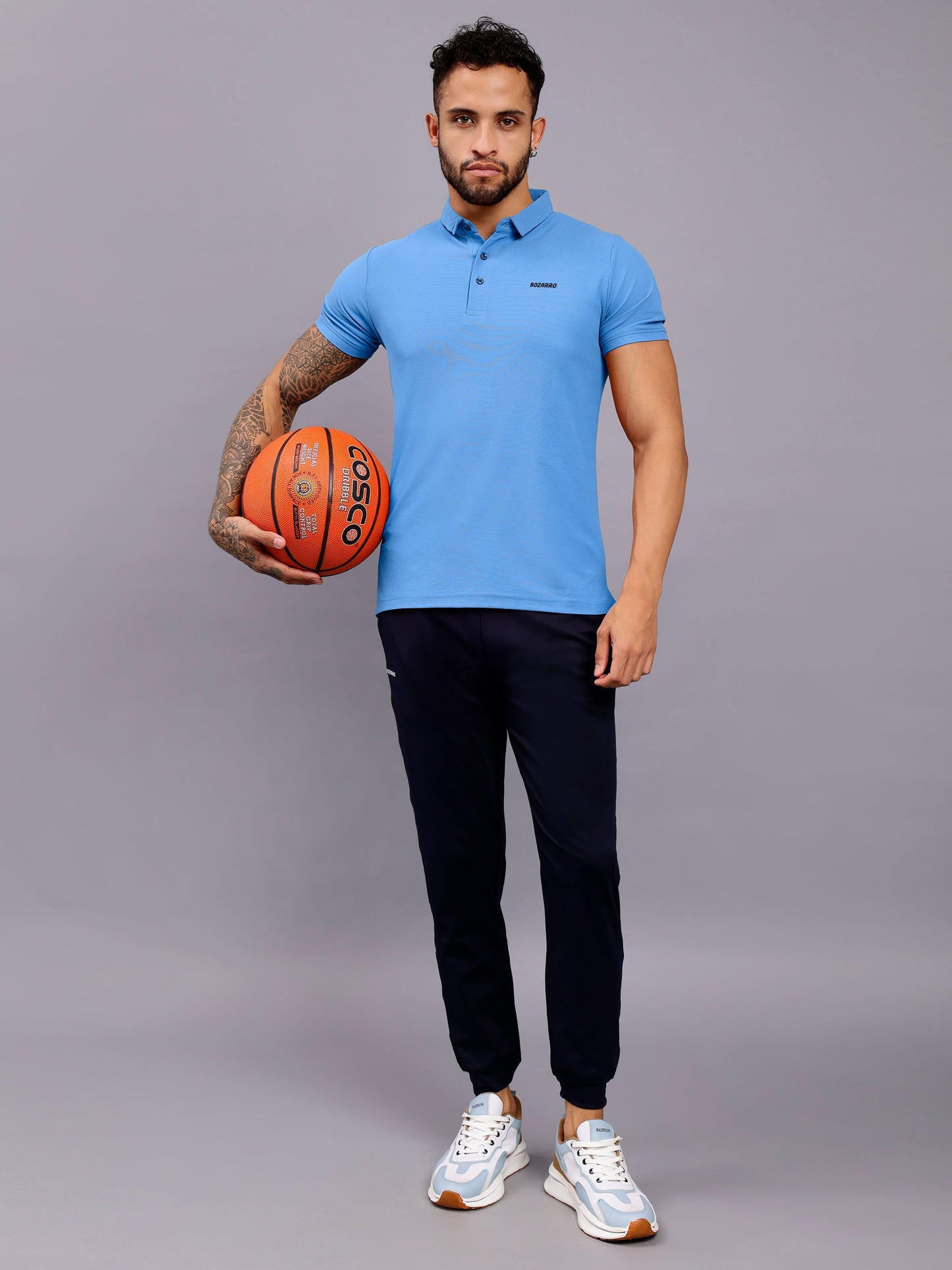 Men's Regular Fit Polo T-Shirt | Polo Plain T-Shirt | Half Sleeve | Casual T-Shirt for Men(PT01) - Sky Blue