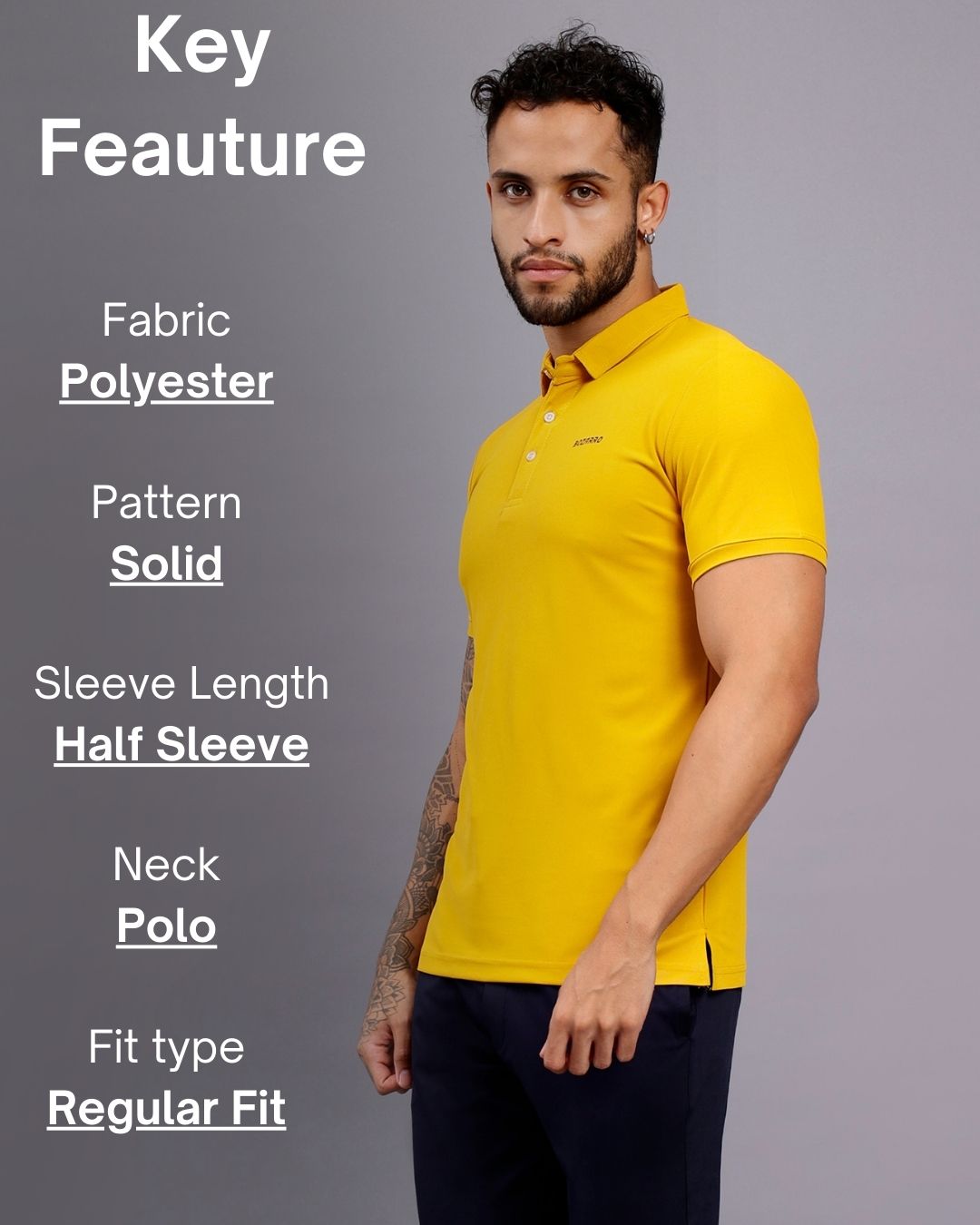 Men's Regular Fit Polo T-Shirt | Polo Plain Half Sleeve Casual T-Shirt | Polo T-Shirt for Men(PT01) - Yellow