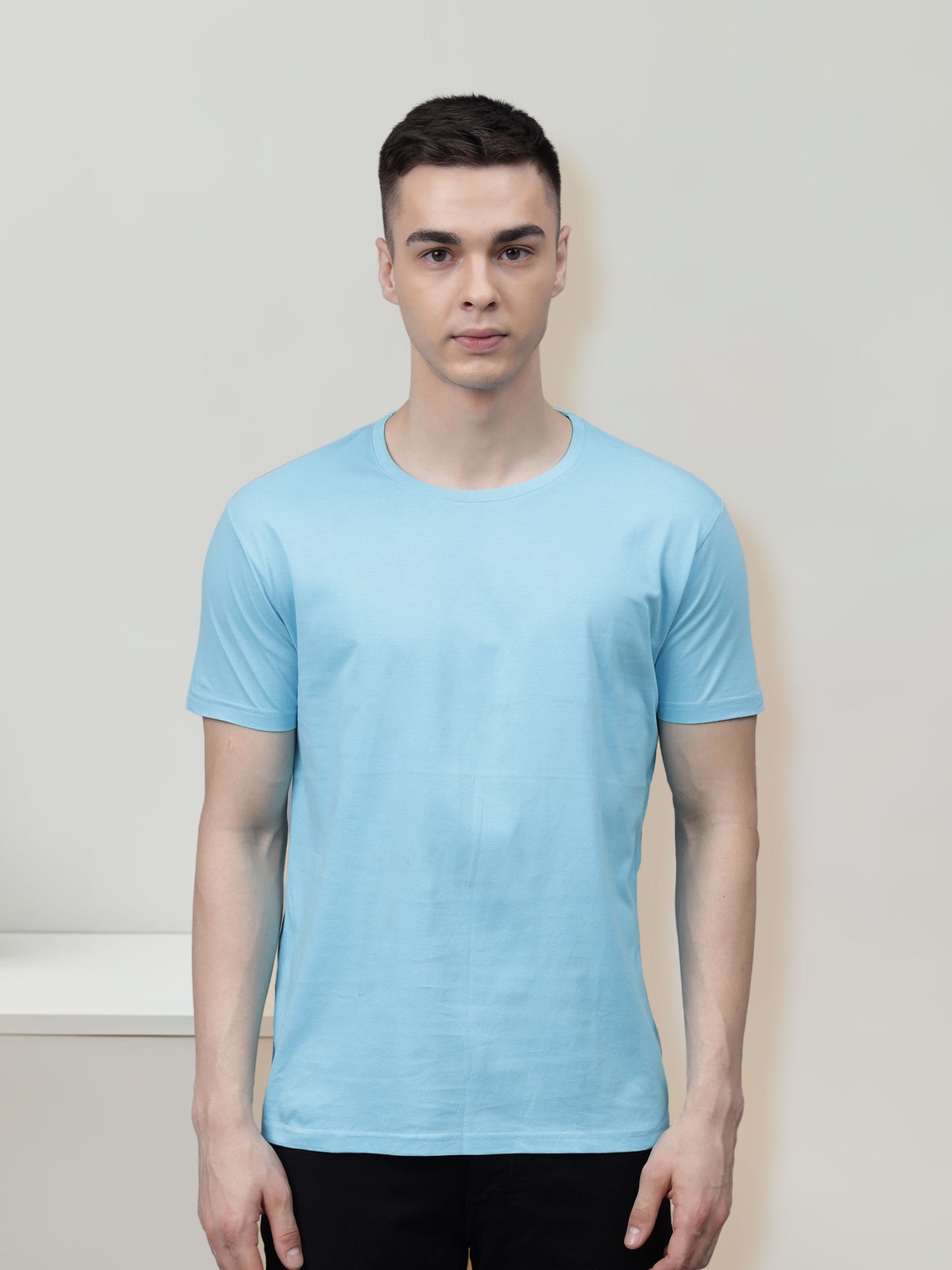 Men's Cotton T Shirt | Round Neck T Shirt | Round Neck Half Sleeve T shirt-Sky blue