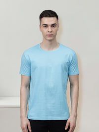 Men's Cotton T Shirt | Round Neck T Shirt | Round Neck Half Sleeve T shirt-Sky blue