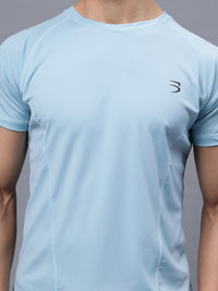 Round Neck Apple Cut T Shirt | Men's Half Sleeve Apple Cut T-Shirt | Round Neck Solid Regular Fit T-Shirt for Men's-sky blue