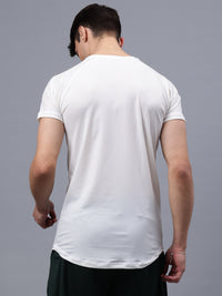 Round Neck Apple Cut T Shirt | Men's Half Sleeve Apple Cut T-Shirt | Round Neck Solid Regular Fit T-Shirt for Men's-white