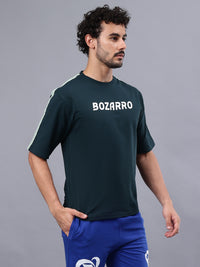 Round Neck Oversized Fit Drop Shoulder Half Sleeves T-Shirt for Men | Men's Printed Oversized T shirt-Dark Green