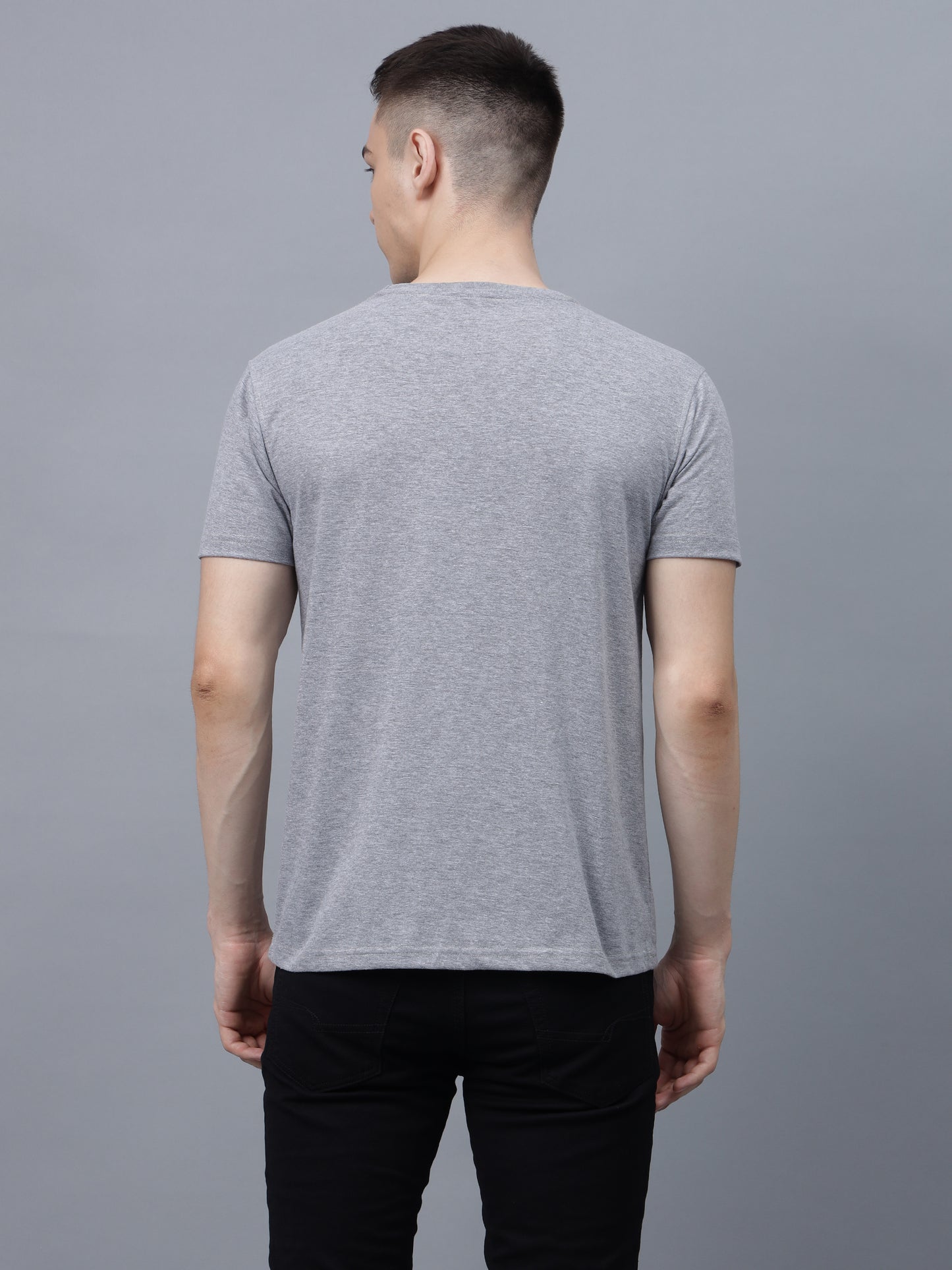 Men's Cotton T Shirt | Round Neck T Shirt | Round Neck Half Sleeve T shirt-Gray melange