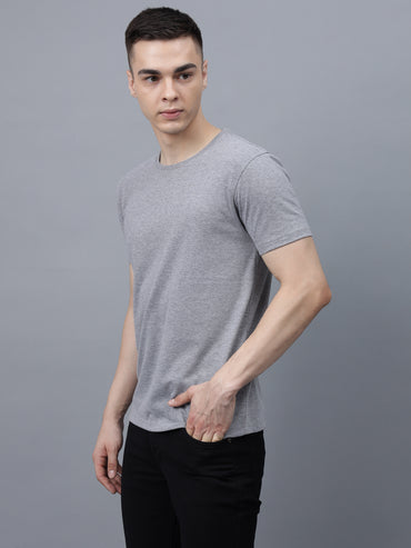 Men's Cotton T Shirt | Round Neck T Shirt | Round Neck Half Sleeve T shirt-Gray melange