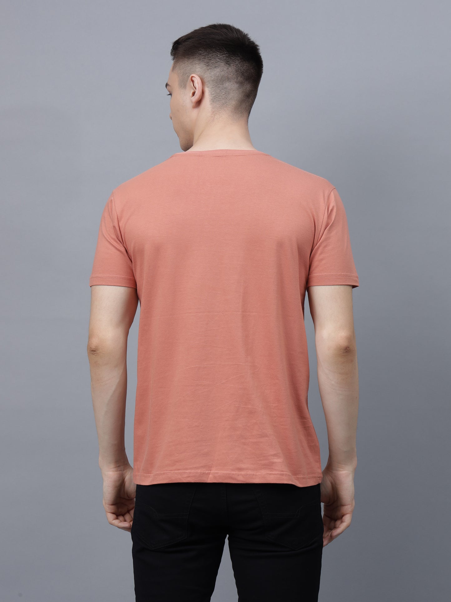 Men's Cotton T Shirt | Round Neck T Shirt | Round Neck Half Sleeve T shirt-Salmon pink