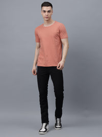 Men's Cotton T Shirt | Round Neck T Shirt | Round Neck Half Sleeve T shirt-Salmon pink