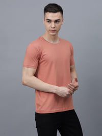 Men's Cotton T Shirt | Round Neck T Shirt | Round Neck Half Sleeve T shirt-Salmon pink