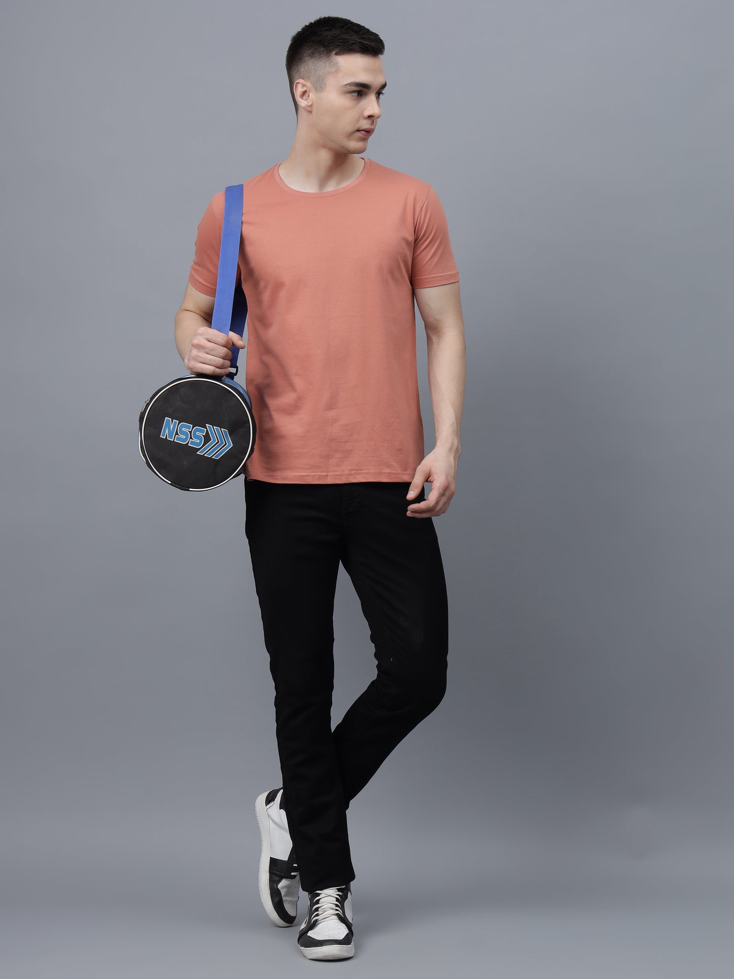 Men's Cotton T Shirt | Round Neck T Shirt | Round Neck Half Sleeve T shirt-Salmon pink