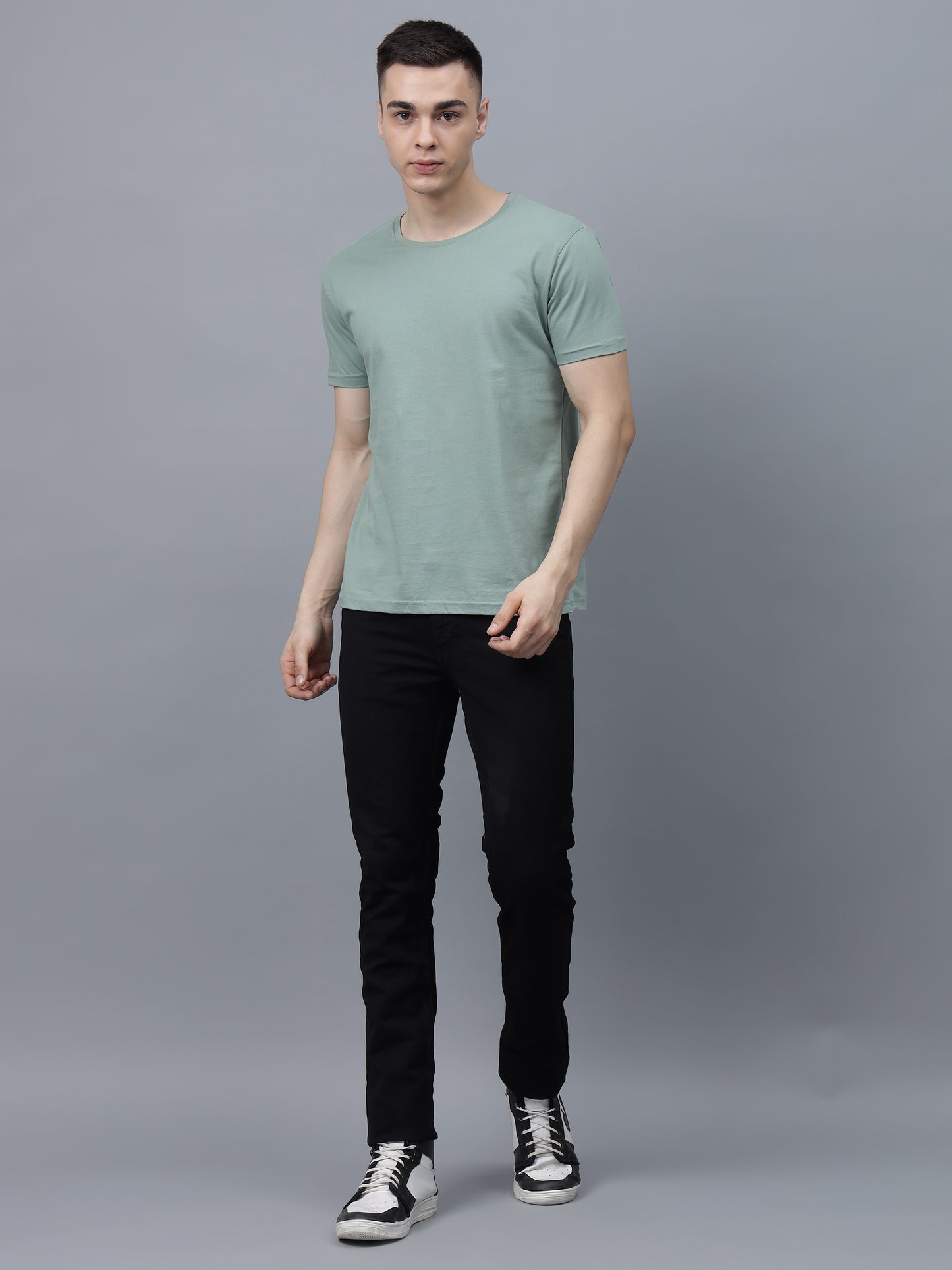 Men's Cotton T Shirt | Round Neck T Shirt | Round Neck Half Sleeve T shirt-Mint Green