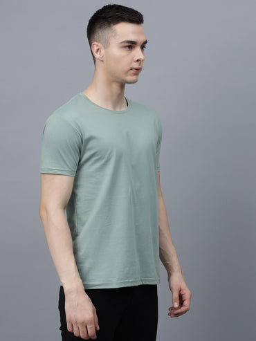 Men's Cotton T Shirt | Round Neck T Shirt | Round Neck Half Sleeve T shirt-Mint Green