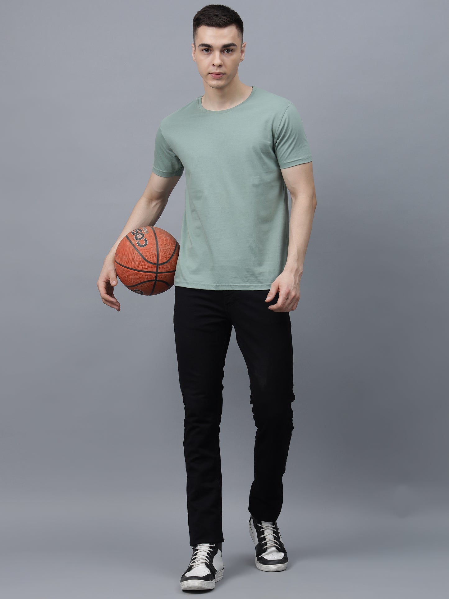 Men's Cotton T Shirt | Round Neck T Shirt | Round Neck Half Sleeve T shirt-Mint Green