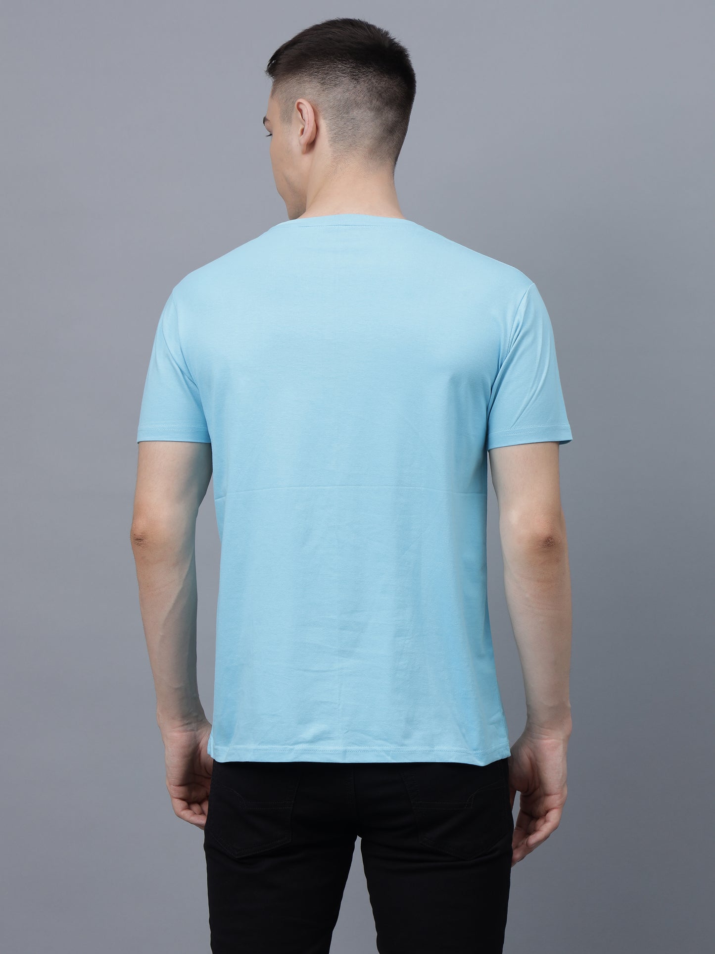 Men's Cotton T Shirt | Round Neck T Shirt | Round Neck Half Sleeve T shirt-Sky blue