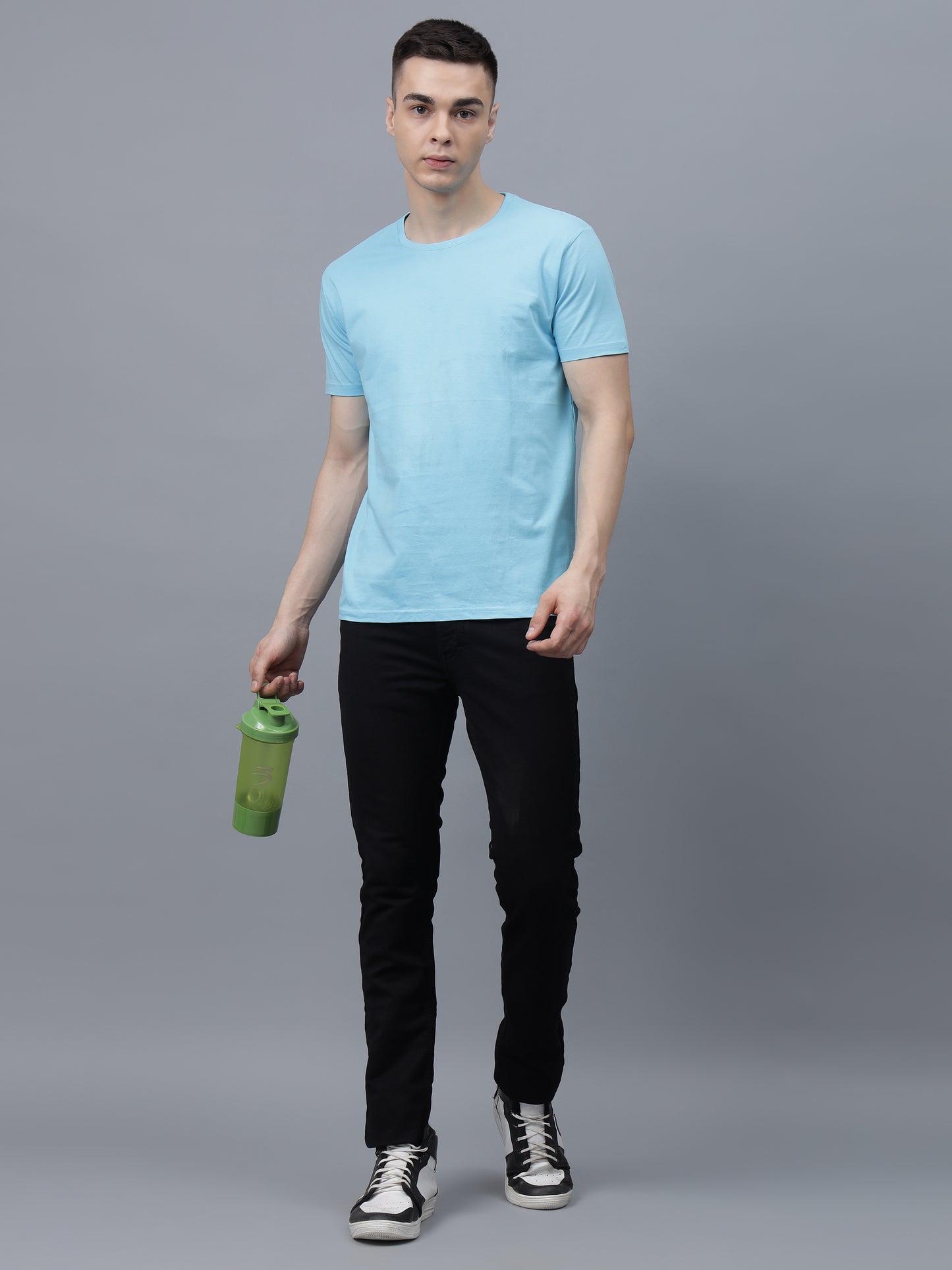 Men's Cotton T Shirt | Round Neck T Shirt | Round Neck Half Sleeve T shirt-Sky blue