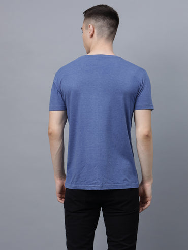 Men's Cotton T Shirt | Round Neck T Shirt | Round Neck Half Sleeve T shirt-Royal blue mélange