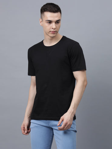 Men's Cotton T Shirt | Round Neck T Shirt | Round Neck Half Sleeve T shirt-Black