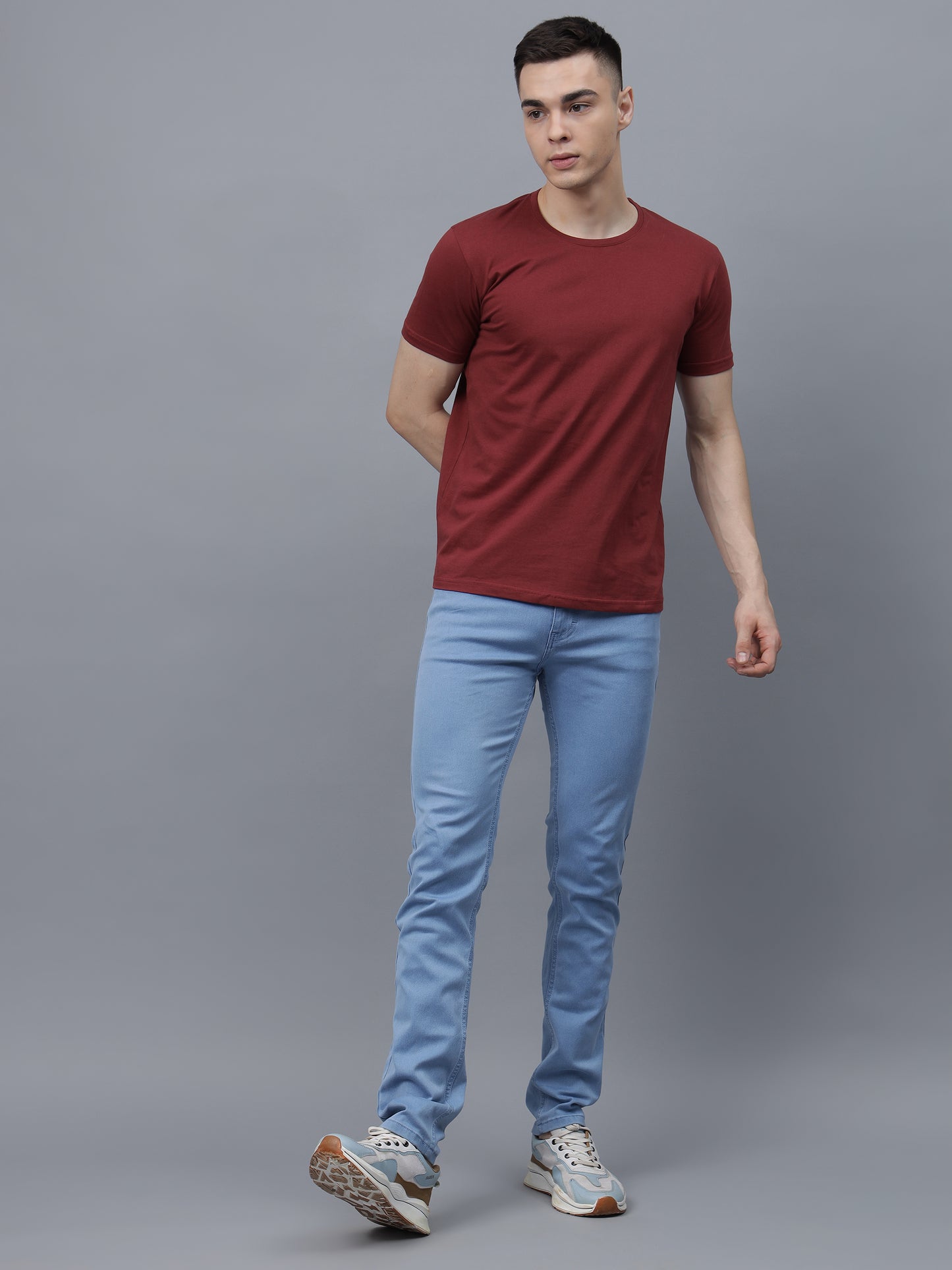 Men's Cotton T Shirt | Round Neck T Shirt | Round Neck Half Sleeve T shirt-Maroon